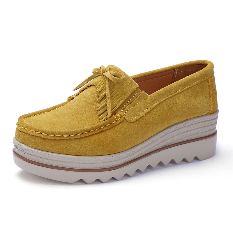 Zapatos de plataforma nuevos de primavera 2018 para mujer, zapatos sin cordones con suela gruesa, zapatos casuales de cuero suave para mamá, zapatos de talla grande
