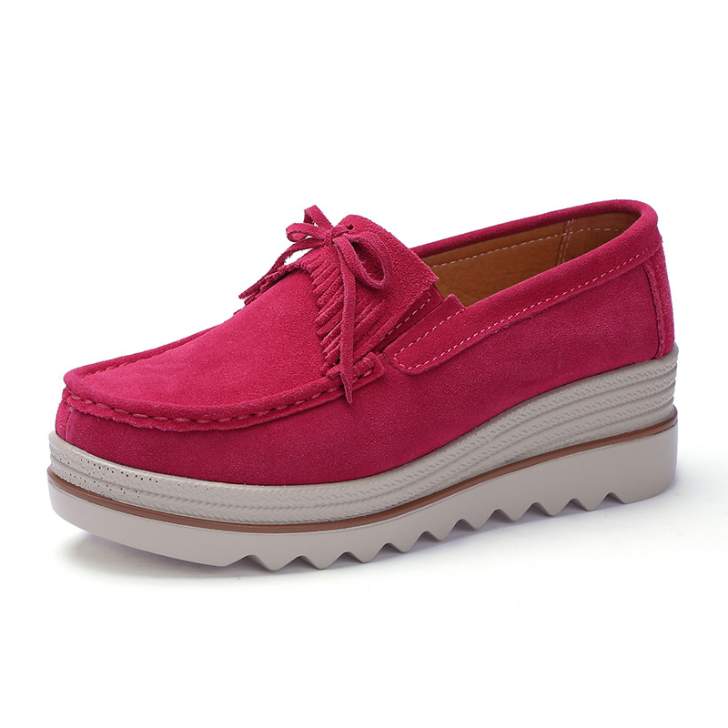 Zapatos de plataforma nuevos de primavera 2018 para mujer, zapatos sin cordones con suela gruesa, zapatos casuales de cuero suave para mamá, zapatos de talla grande