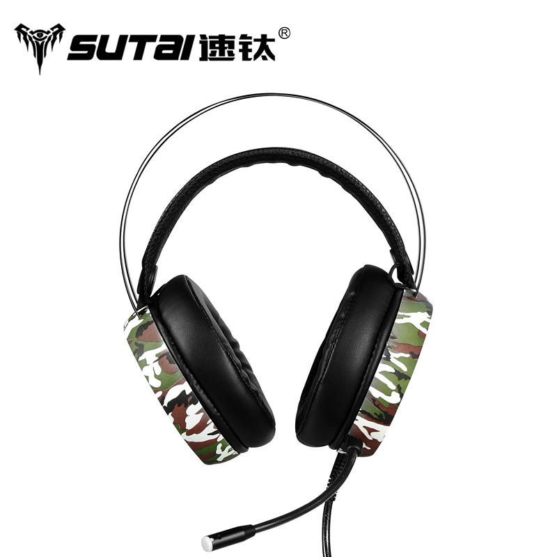 Camuflaje transfronterizo verde auriculares personalizados auriculares de juego RGB auriculares de reducción de ruido USB cableado