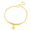 Fashionable brass ankle bracelet, double-layer small bell, one bead bracelet, 24 carat white gold, suitable for import