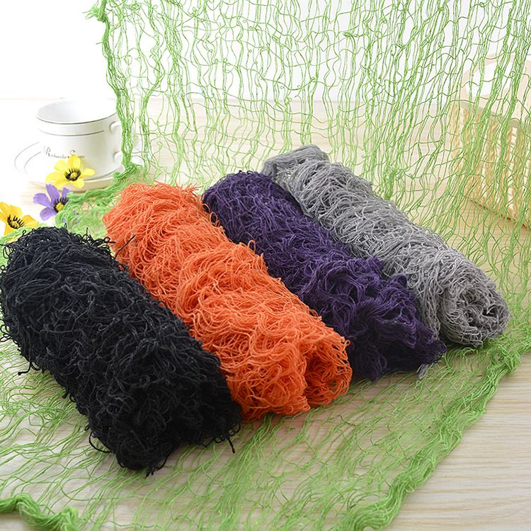 色织鬼节纱布大网洞节庆用布酒店会场布景万圣节纱布亚马逊货源