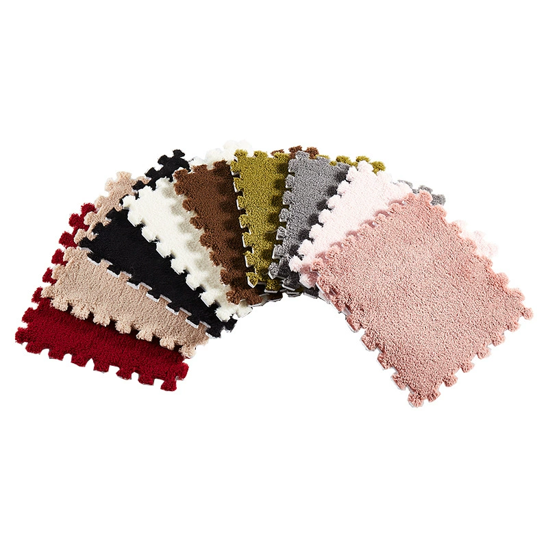 Foam Puzzle Carpet Mat, 30×30 cm Interlocking Velvet Tiles for Bedroom, Soft Crawling Pad