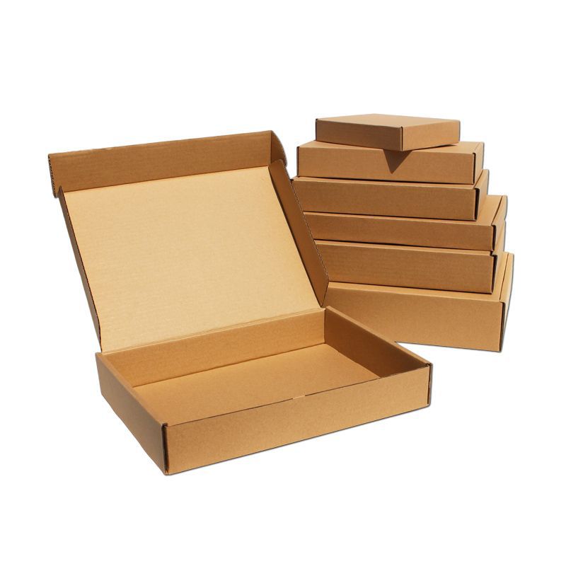 Ropa de ropa caja de embalaje caja de aviones de color en stock al por mayor expreso embalaje cartón piel de vaca corrugado cartón pequeño