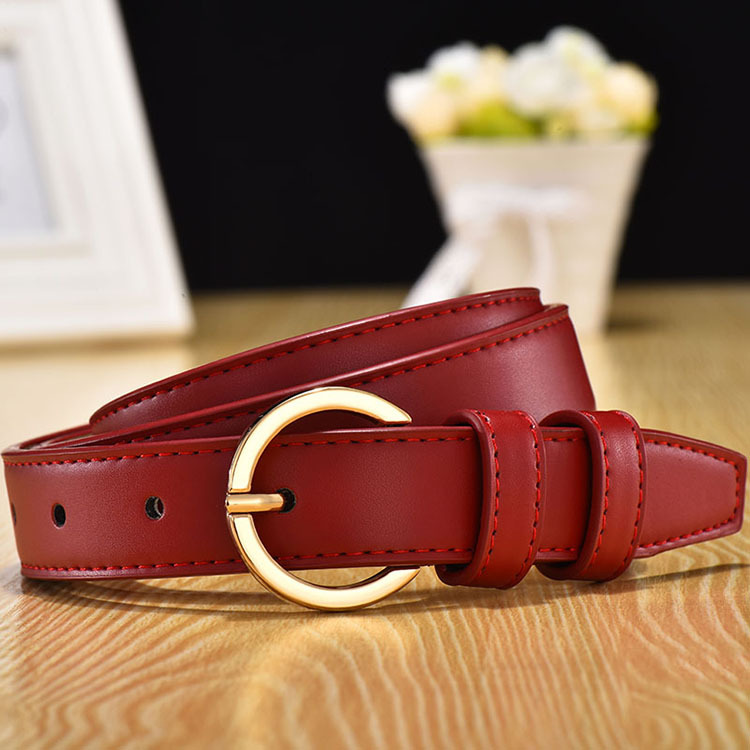 Cinturón de cuero de las mujeres jeans decorativos de estilo coreano con cinturón pequeño negro rojo blanco todo fósforo