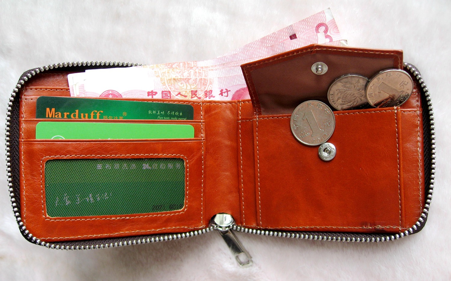 Cartera pequeña de cuero genuino para hombre, con cremallera, diseño simple, piel de vaca, protección antirrobo, piel aceitada