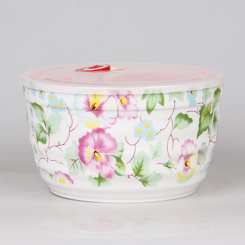 Microwave oven 8 inch ceramic fresh-keeping box oversized round sealed treasure bowl storage tank with lid Microwave oven 8 inch ceramic fresh-keeping box oversized round sealed treasure bowl storage tank with lid
