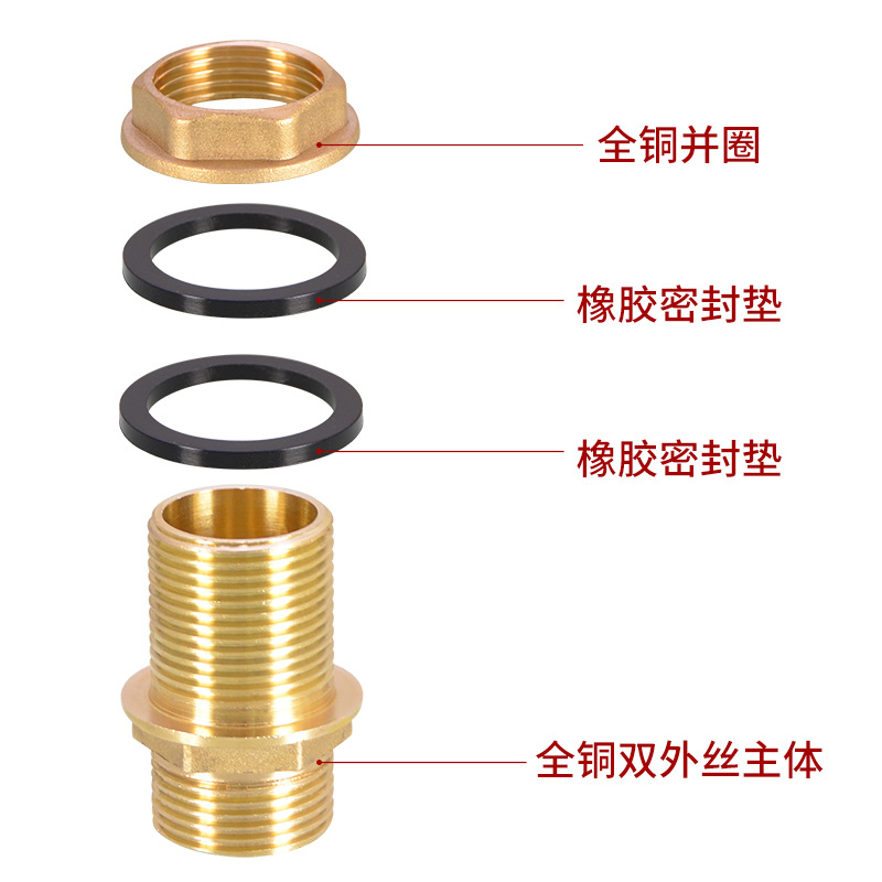 4-Point Double External Thread Water Tank Connector 6-Point External Thread Stainless Steel Water Tower Interface Oil Tank 1inch Internal and External Thread Drainage Accessories