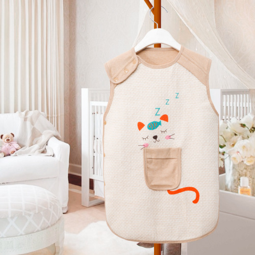 Pu Pumi Four Seasons Color Cotton Jacquard Warm Sleeping Pocket Sleeping Bag Newborn Baby Anti-Kick Vest Air Conditioning Bag Sleeveless