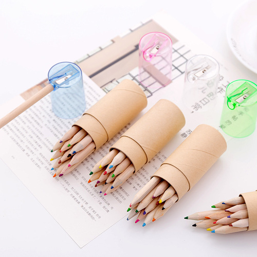 Mini tube colored pencils logo printing student painting pens learning stationery supplies children's gifts wholesale