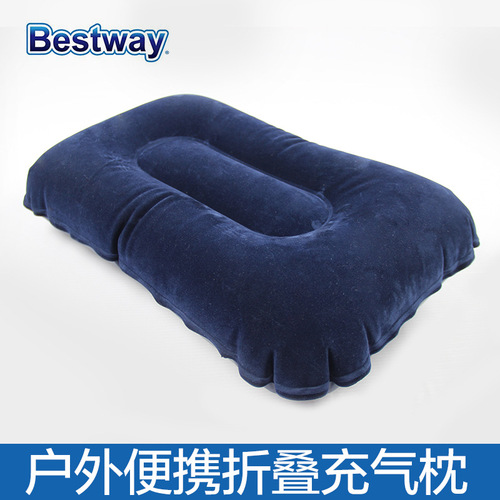 Bestway67121 Inflatable Travel Pillow, Thick Double-Sided Flocked Inflatable Pillow, Portable Nap Pillow for Camping