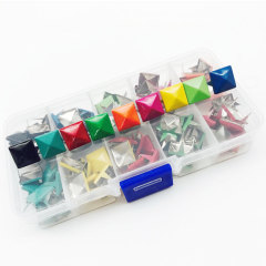 Boxed spray paint claw buckle rivet shoe belt accessory 12mm square claw rivet colorful pyramid buckle