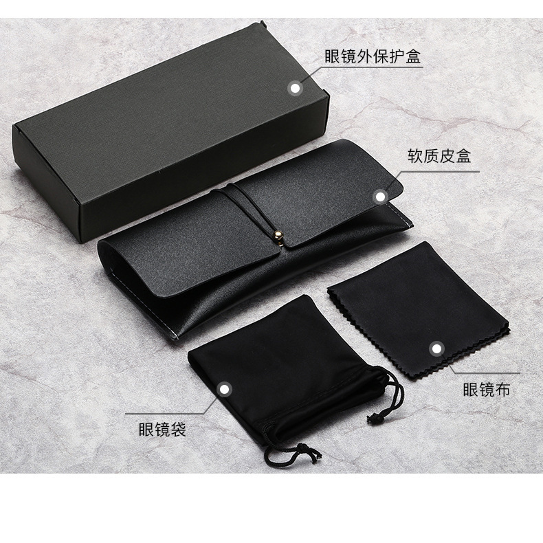 Wholesale Leather Glasses Box Packaging with Logo Printed Sunglasses Case Glasses Bag Drawstring Sunglasses Case Set