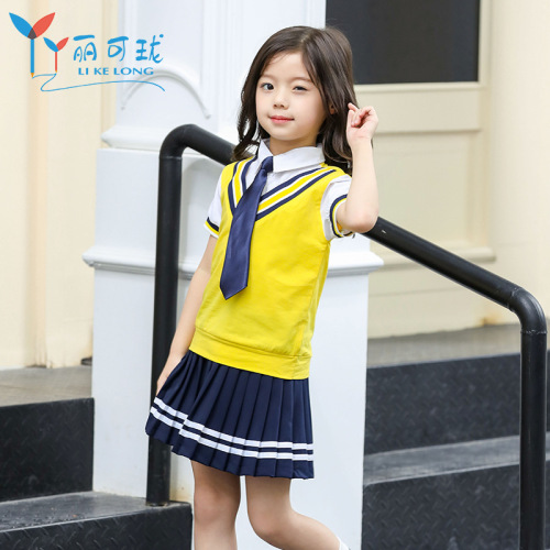 Summer school uniforms, kindergarten uniforms, summer clothes, new college style primary school uniforms, children's sportswear two-piece set