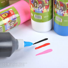 12色500ml儿童手工diy木质纸质涂鸦手绘彩绘可水洗水彩颜料大瓶装