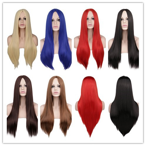 Wig Women's Long Straight and Middle Bangs Wig High Temperature Silk Wig Fashion Wig Cross-border Special for Foreign Trade