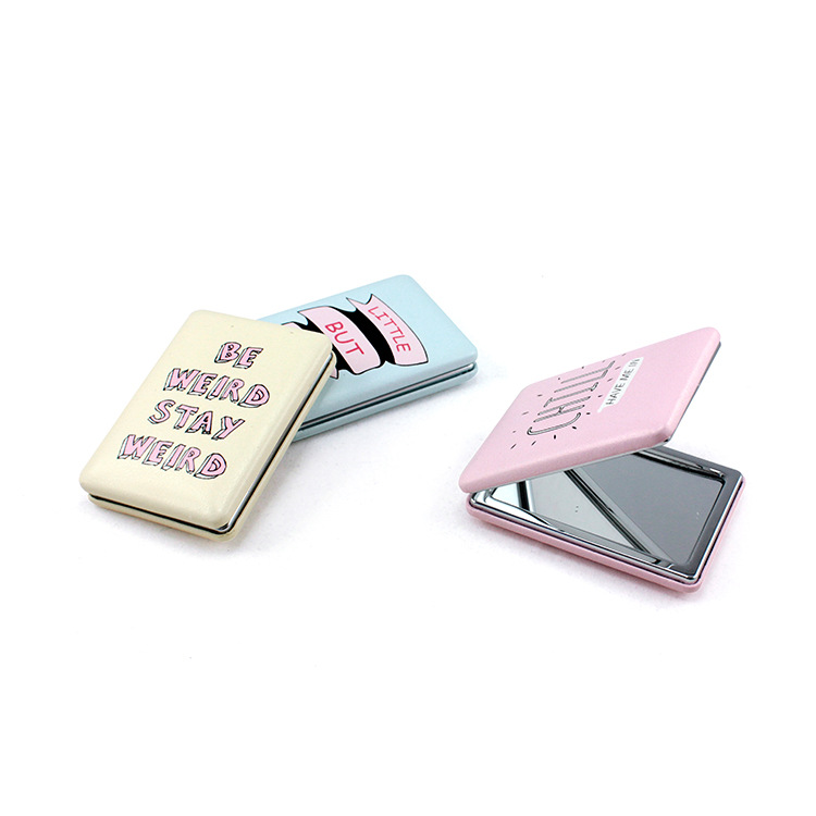 Espejo de maquillaje de moda creativa fresca de cuero simple espejo de pan lindo espejo pequeño portátil con bolsillo