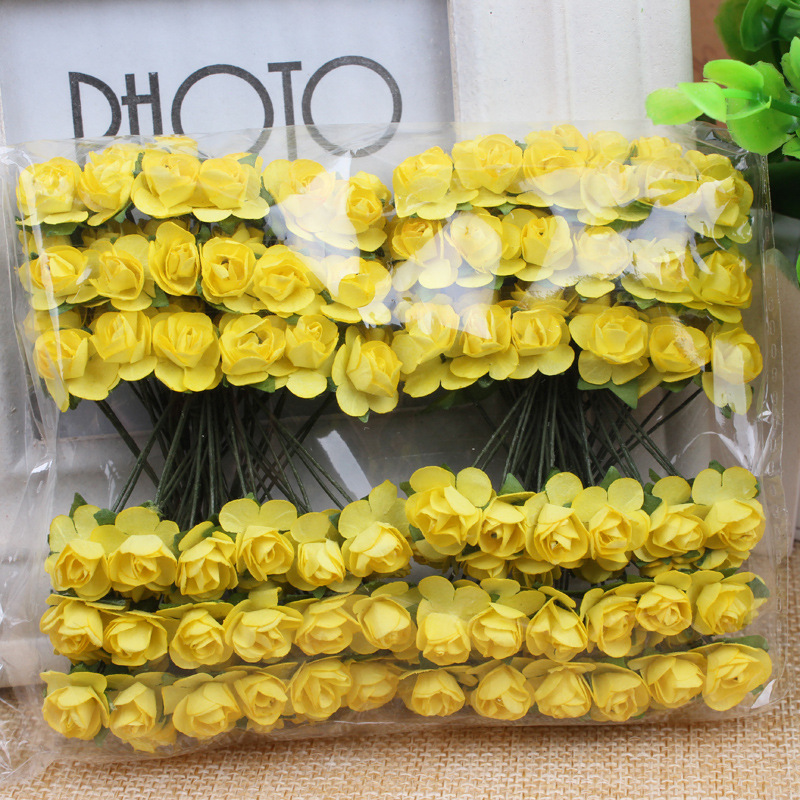 Fábrica directa simulación pequeña flor de papel al por mayor cabeza de flor 2cm simulación papel flor Mini caja de caramelo flor de ciruelo al por mayor