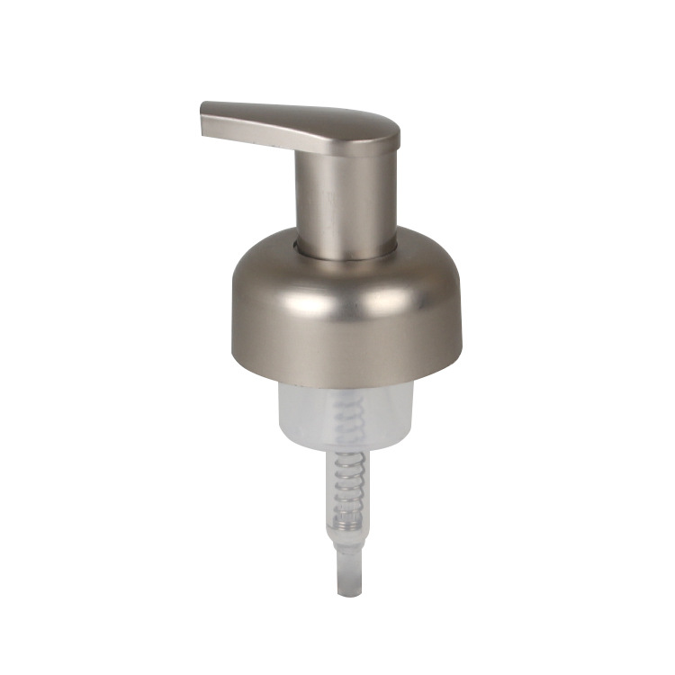厂家供应新款ABS塑料泡沫泵头电镀乳液瓶亮银44牙乳液泵