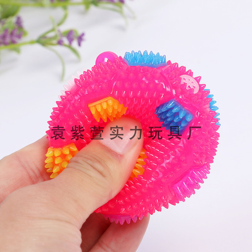 Massage elastic stress ball flashing ball, squeezing it will make a sound, stress relief toy, street vendor source, promotional toy, wholesale