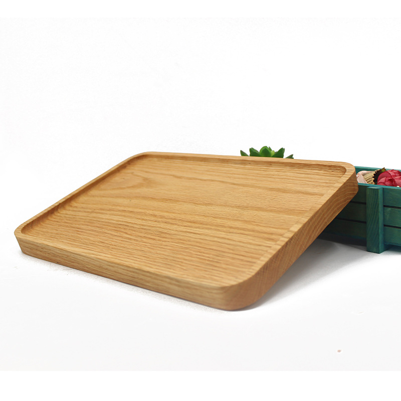 Bandeja rectangular de roble de estilo japonés plato de cena plato de pan de café de madera plato de té de madera maciza sin pintar vajilla plato de madera
