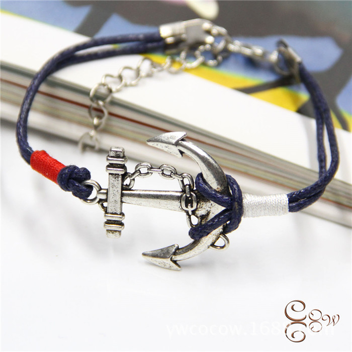 Cross-border supply ebay hot fashion sailing navy style pirate ship anchor woven bracelet simple Chanel style bracelet Cross-border supply ebay hot fashion sailing navy style pirate ship anchor woven bracelet simple Chanel style bracelet
