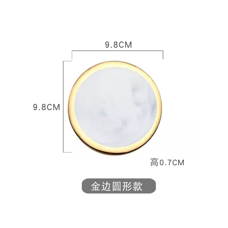 Estilo nórdico ins diseño danés Marbling cerámica Coaster almohadilla de aislamiento térmico borde chapado en oro estera de té accesorios de tiro