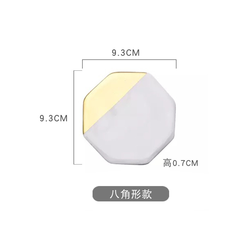 Estilo nórdico ins diseño danés Marbling cerámica Coaster almohadilla de aislamiento térmico borde chapado en oro estera de té accesorios de tiro