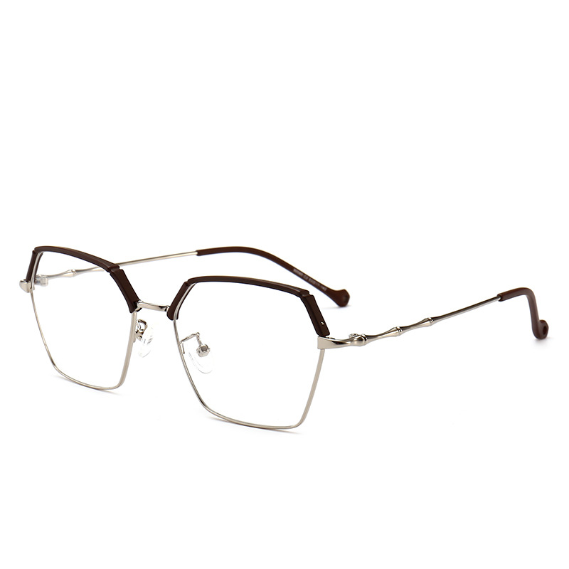 Gafas retro marco de los hombres de estilo coreano gafas lisas de moda de las mujeres medio marco redondo cara miopía marco terminado gafas marco 90060 image 5
