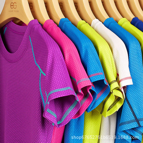 Shengtianlong quick-drying short-sleeved men's printed work clothes women's couple sweatshirt running round neck sports t