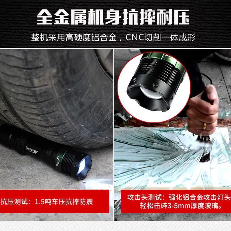 Luz fuerte linterna recargable resistente al agua bicicleta faro anti-presión mecánica giratoria zoom enfoque CREE Q5