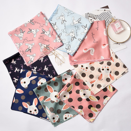 Small square scarf for women 50cm age-reducing Korean small silk scarf versatile literary retro chic hairband ins scarf 2020 new