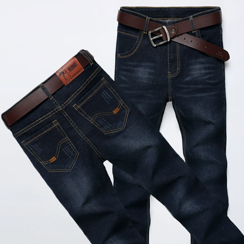 Джинсы, эластичные дышащие брюки для отдыха, slim fit