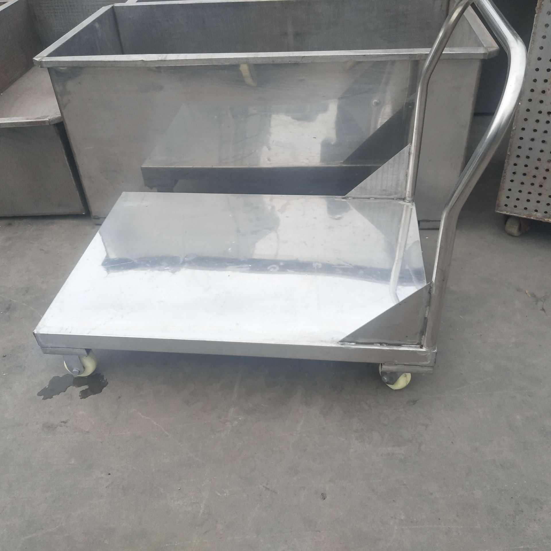 厂家单层不锈钢平板车手推车201不锈钢车仓库周转车静音轮搬运车