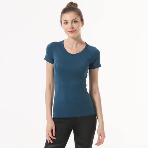 Yoga wear women's fitness T-shirt tops sexy quick-drying dance rhythm gym sports morning exercise running round neck short-sleeved TS