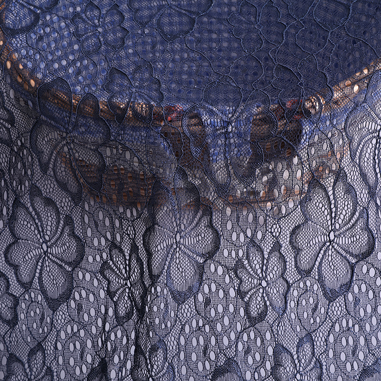 Spring elastic brocade line lace fabric hidden blue bag core gauze…