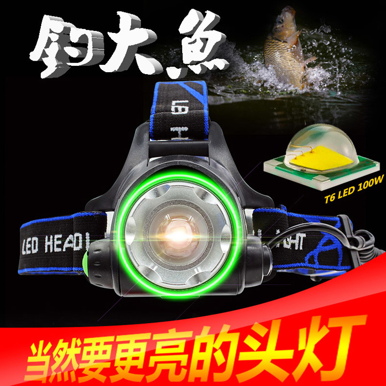 Lámpara de luz de doble fuente de luz alta carga de luz ultra brillante lámpara de minería de emisión remota luz de pesca nocturna portada en la cabeza zoom telescópico inducción al aire libre