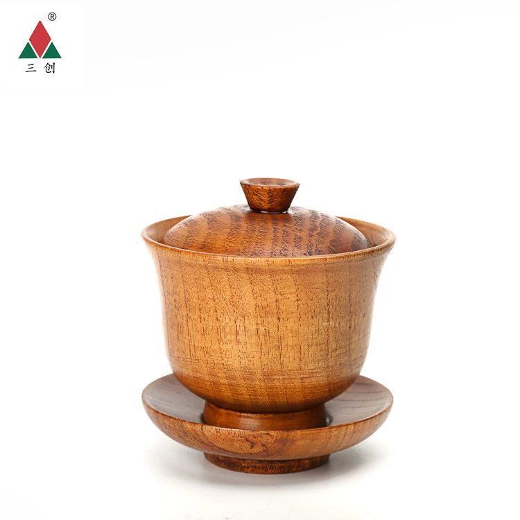 三创 Creative wooden tea set, tea cup, teapot, 3 piece set