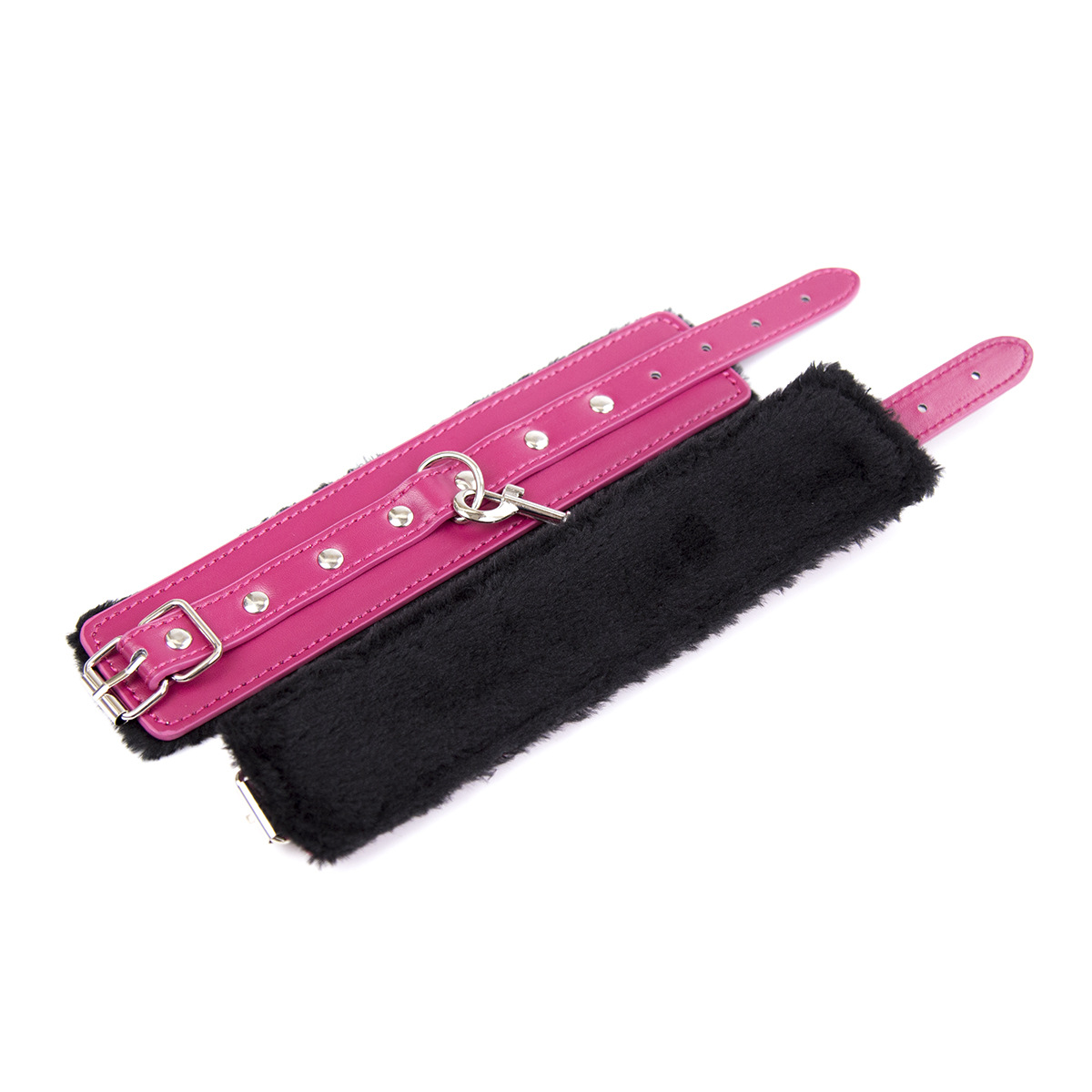 Esposas y tobilleras de felpa rosa de PU para mujeres, juguetes sexuales para adultos de entrenamiento, del fabricante.