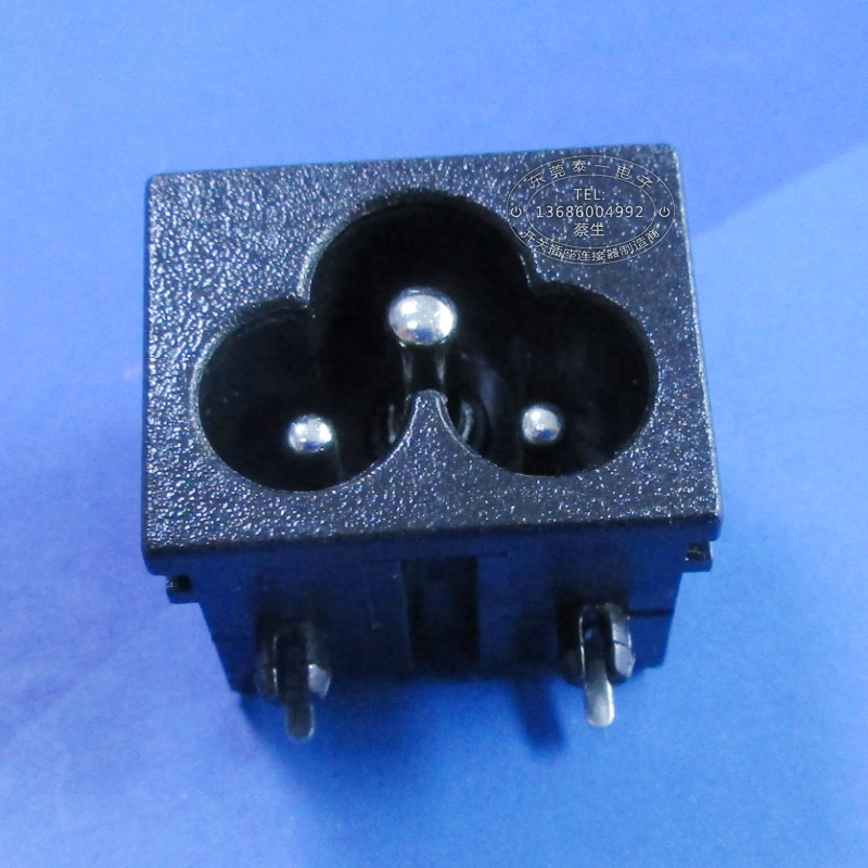 23*18两脚带地线梅花尾插座全铜中间脚接地线线环AC电源插座DB-6