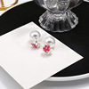 Fashionable cute double-sided earrings from pearl, flowered, European style