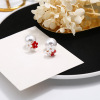 Fashionable cute double-sided earrings from pearl, flowered, European style