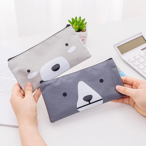 Creative cartoon canvas pencil bag high quality Oxford cloth simple stationery bag student stationery pencil bag factory direct sale