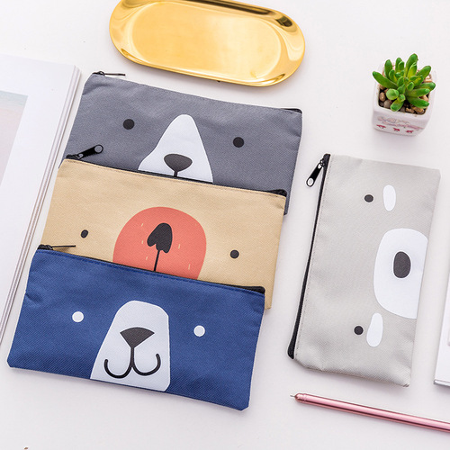 Creative cartoon canvas pencil bag high quality Oxford cloth simple stationery bag student stationery pencil bag factory direct sale