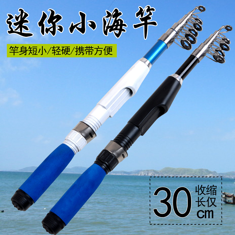 AliExpress fábrica al por mayor ultra-corto pequeño mar Polo 1,2 m 1,7 m Super duro carbono mar Polo de pesca caña de pescar transfronteriza