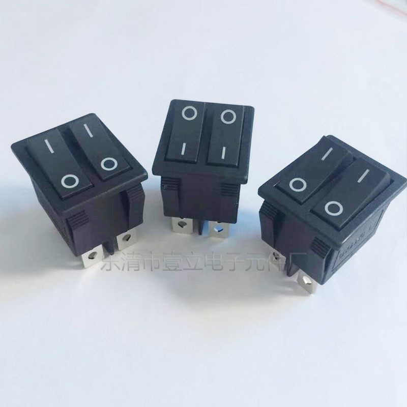 双联船型猫眼电源开关KCD3 6脚 双银点高配 翘板开关