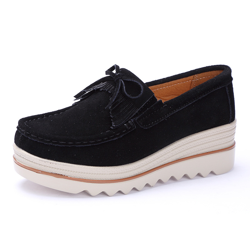 Zapatos de plataforma nuevos de primavera 2018 para mujer, zapatos sin cordones con suela gruesa, zapatos casuales de cuero suave para mamá, zapatos de talla grande