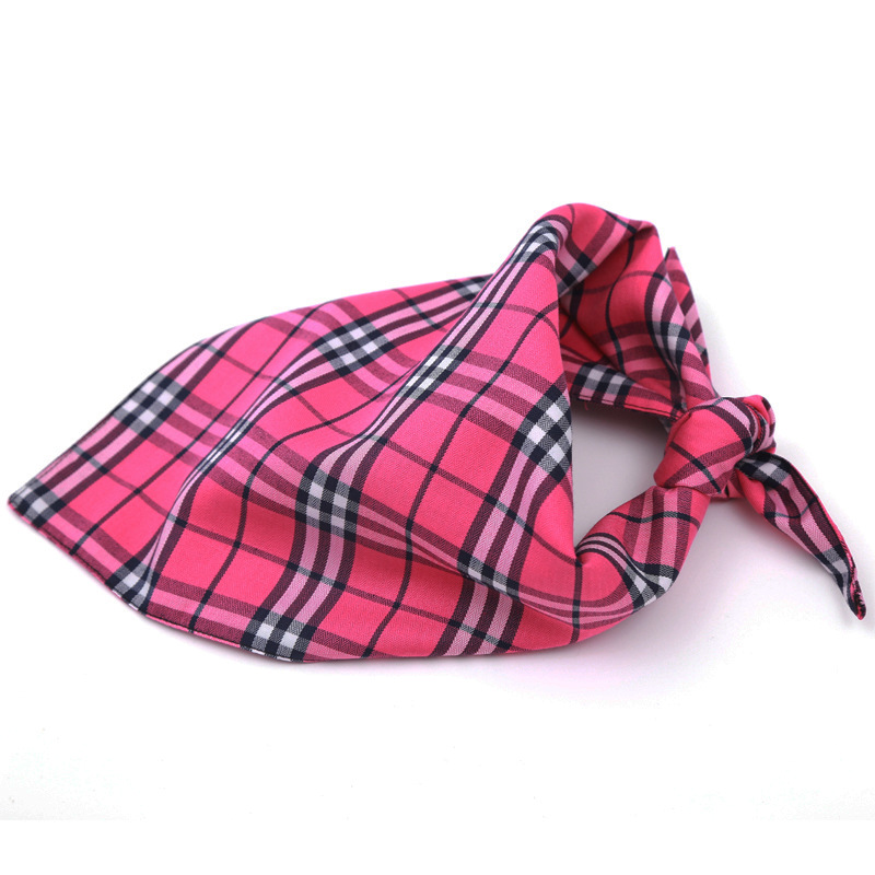 Spot estampado a cuadros transfronterizos accesorios para perros bufanda para mascotas toalla triangular de doble capa toalla de saliva para perros ropa para perros pequeños