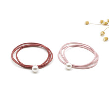 韩版新款简约一颗珍珠发绳 弹力打结发圈扎发皮筋二元店货源发饰