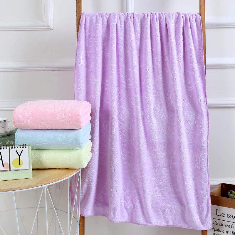 New embossed bath towel plain color adult children 70*140 beach towel absorbent soft bath towel wholesale
