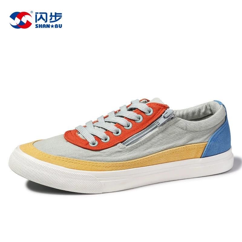 Осенняя мужская парусиновая обувь Shanbu, модная Корейская мужская обувь на шнуровке, низкие кроссовки, дышащая универсальная повседневная обувь